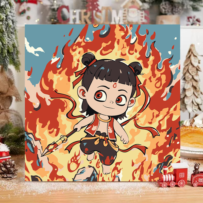 Picture of The child prodigy of Naohai diy digital oil painting manual coloring animation Ao C Naozha oil painting decorative painting