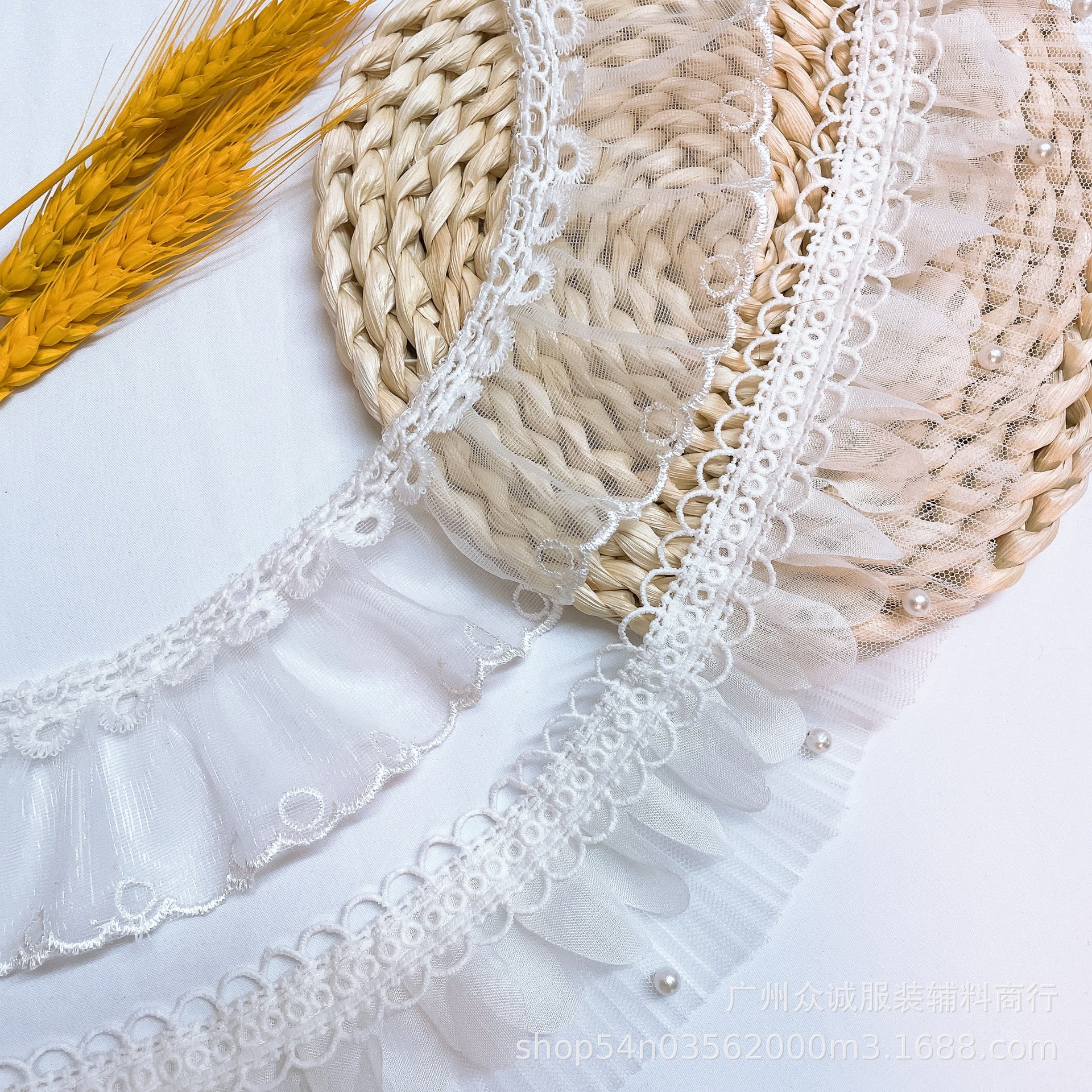 New Organ Pleated Double Lace Lolita Costume Home Textile Curtain Pleated Lace Diy Accessories