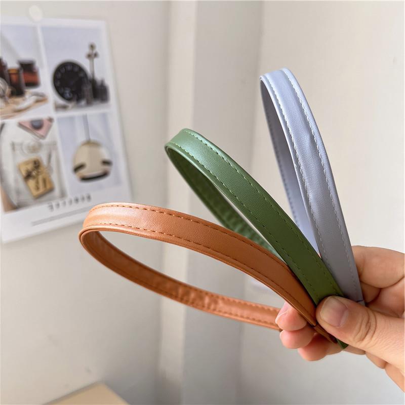 Solid color sewing simple all-match PU leather headband retro internet celebrity elegant hair pressing non-slip headband hair clip hair accessories for women