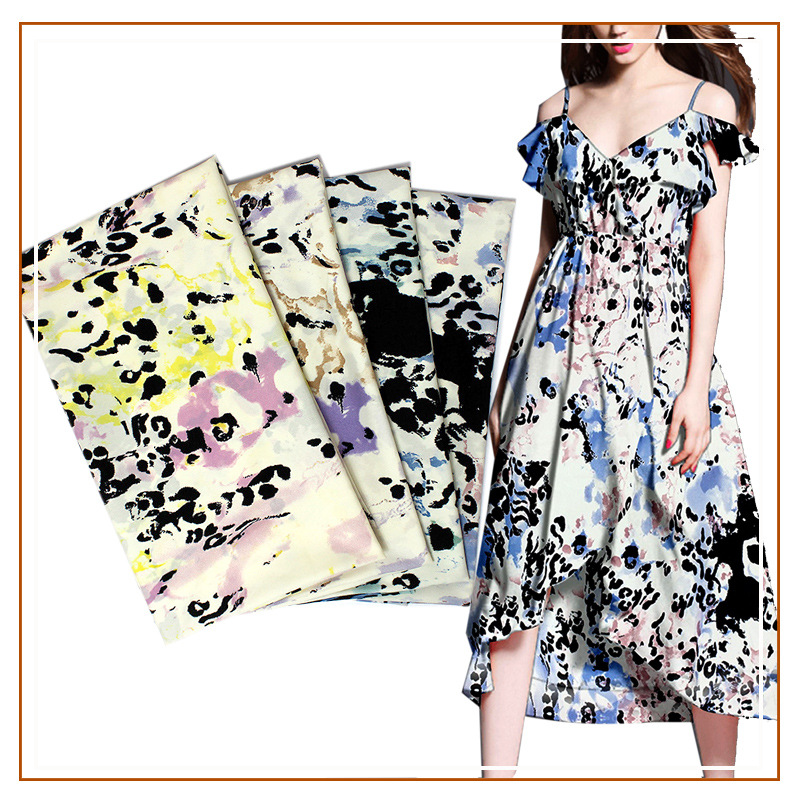 High quality four-sided elastic fabric all polyester printed shirt chiffon dress fabric cross-border popular new pattern