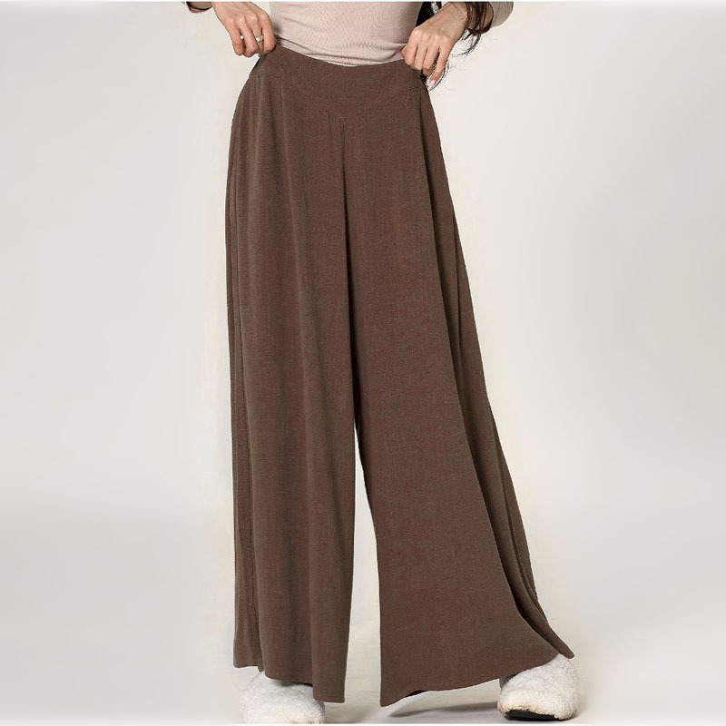 Picture of Cotton and linen wide-leg pants women's high waist draping loose straight dance long pants modern classical dance practice clothing adult