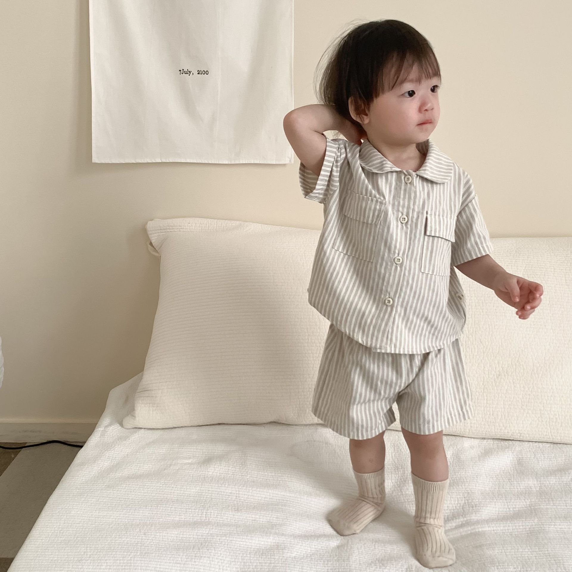 Picture of Boys Summer Suit Thin Korean Style Kidsren's Clothing Two-Piece Set Baby Clothes 2025 Summer New Kidsren's Summer Clothing