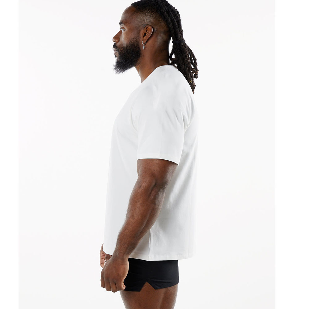 Picture of Summer European and American plus size sports fitness short sleeve men's cotton round neck solid color casual workout blank black T-shirt
