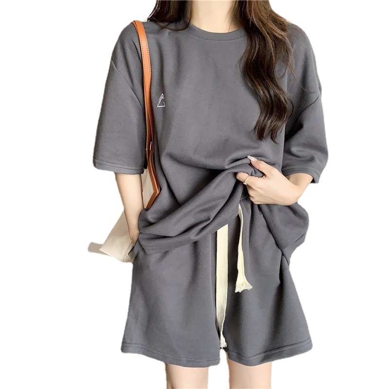 Picture of 2023 New Casual Sports Suit Women's Summer Thin Loose Large Size Short Sleeve Shorts Two-piece Fashionable Set