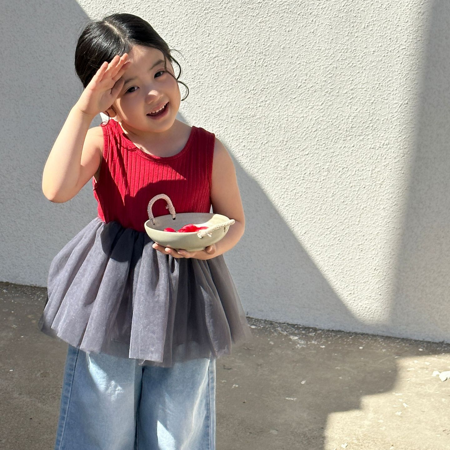 Cui Yanli Children's Top 2025 Summer New Children's Wear Korean Knitted Stitching Mesh Sleeveless Ballet Girl's Skirt