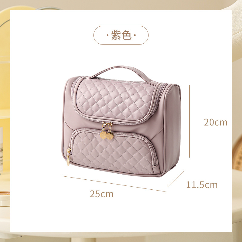 Picture of Pu Quilted Satchel Cosmetic Bag Large Capacity Satchel Waterproof Wet and Dry Travel Toiletry Bag Cross-Border Supply Wholesale