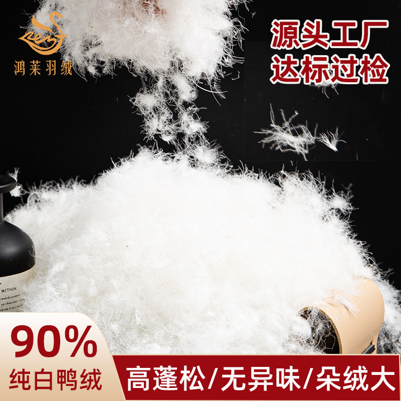 Big Down 90 Pure White Duck Down New GB 95 High Fluffy Washed Feather Clothing Standard Now Filling Wholesale Raw Materials