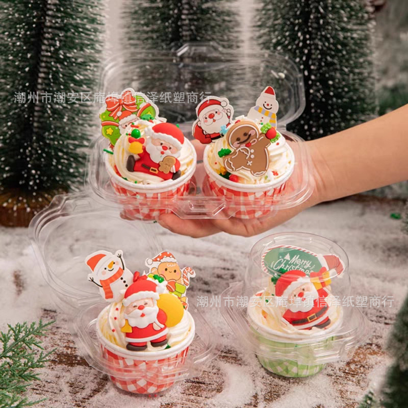 2025 Christmas Cupcake Decorative Packaging Box Maffen Dessert Plate Tart Baking West Point Portable Transparent Blister