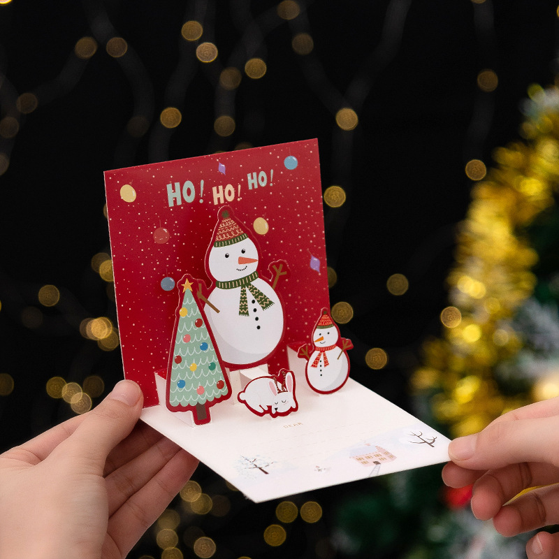 Picture of Senyu Leaf 3D Stereo Greeting Card Creative Christmas Eve Business Gift Message Card Holiday Greeting Card Creative