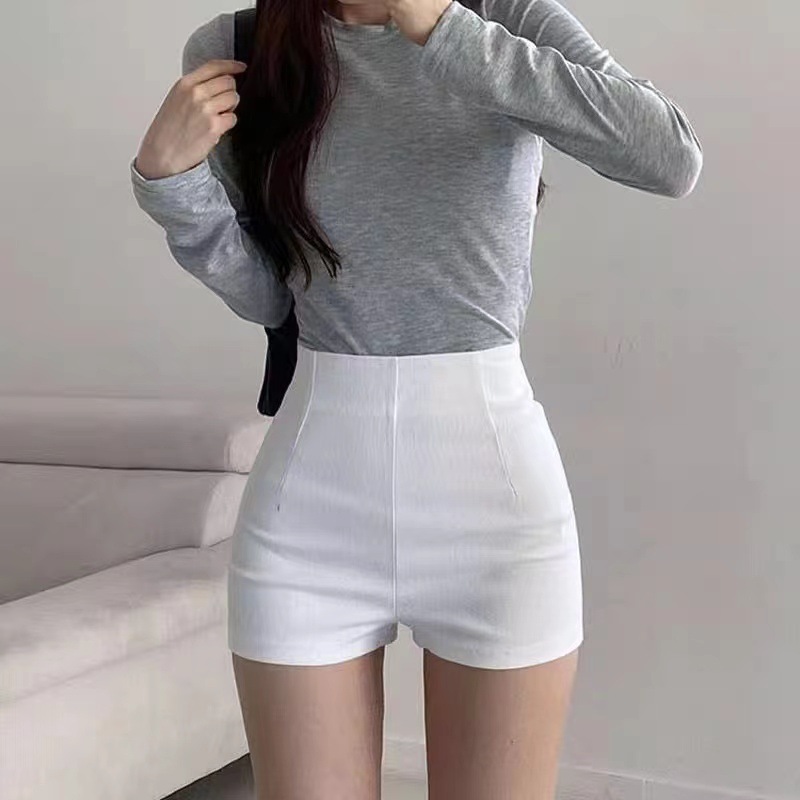 Black Shorts Women's Summer Outer Wear High Waist Slimming Stretch Hot Pants Summer Women's A Version Pants