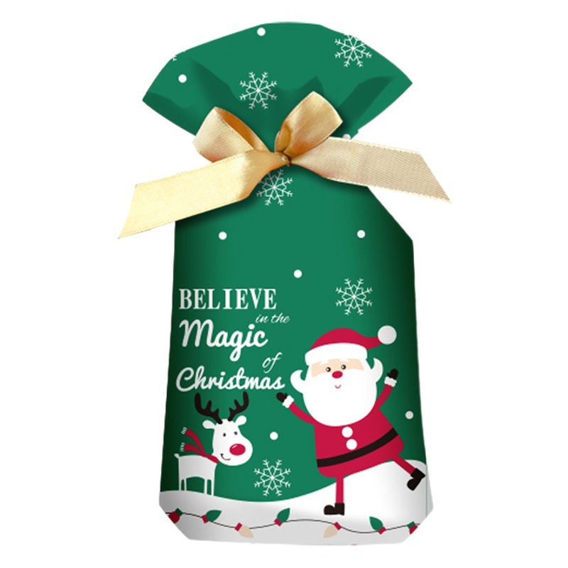 Cross-border Amazon Christmas packaging bag ribbon drawstring bag creative biscuit bag candy bag gift drawstring bag