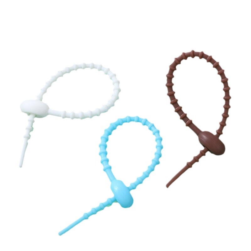 Picture of Self-locking storage soft rubber rope cartoon diy key ring silicone cable tie color data cable tie can be reused