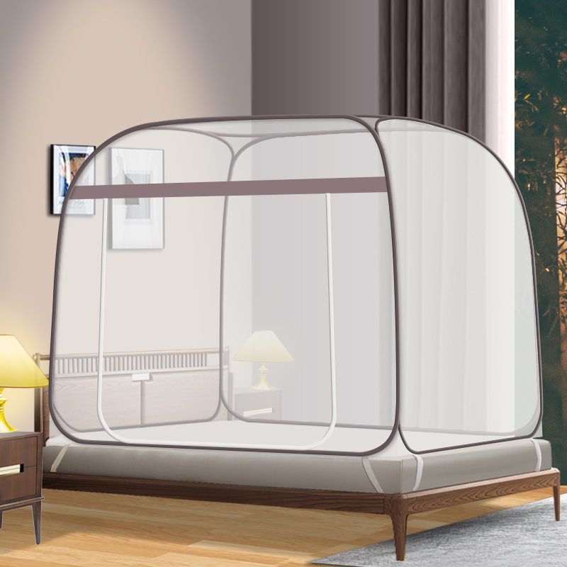 Picture of New Installation-free Mongolian Yurt Household 1.2 m 1.5 m Bed Mosquito Net Foldable Zipper One-piece Full Bottom Bottomless