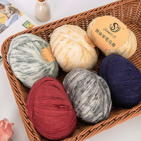 Siyue Italian Spray-Dyed Wool Mohair Hand-Knitted Thread Stick Needle Thick Wool Ball Outwear Shawl Scarf Thread Worsted