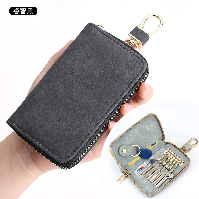 Picture of Retro Simple Zipper Key Bag Men's Waist Hanging Multi-Functional Household Small Bag Large Capacity Car Women's Key Bag