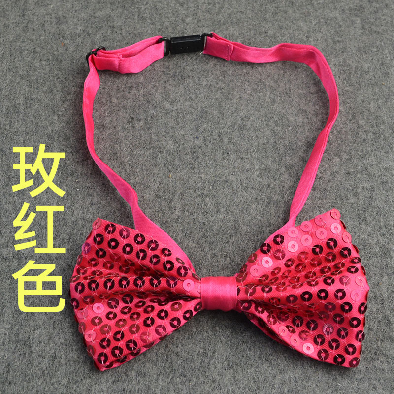 Direct Supply Wholesale Sequins Solid Color Bow Decoration Children's Stage Performance Graduation Illuminated Piece Bow Tie Dress