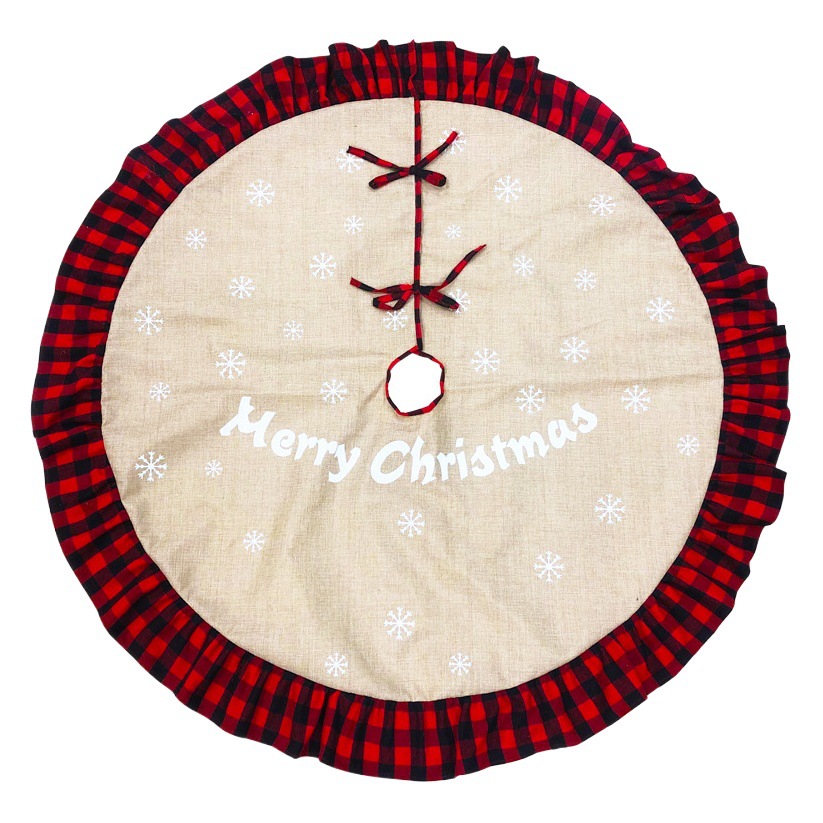New in stock Christmas decorations Christmas tree skirt wrinkled lace red and black plaid Christmas tree skirt