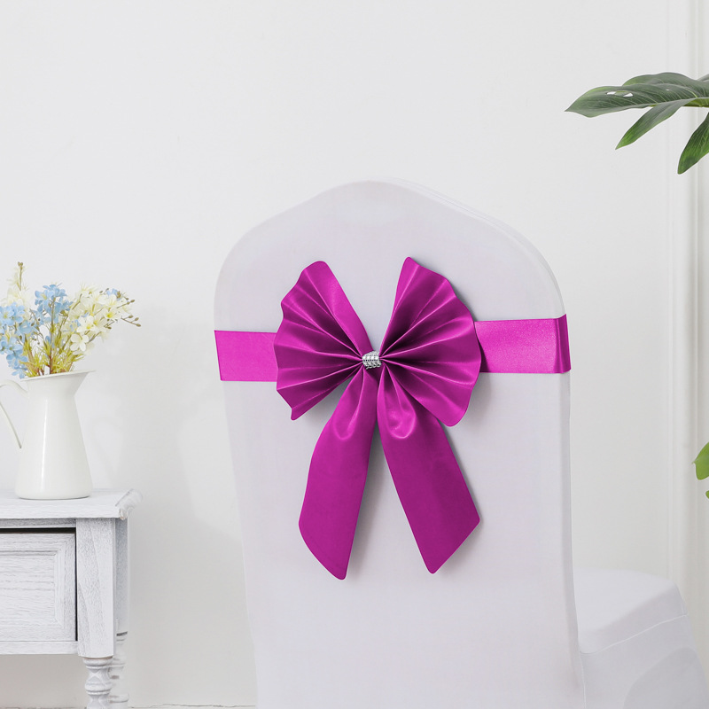 Picture of Chair Back Flower Bow Stretch Free Wedding Wedding Banquet Hotel Hotel Chair Cover Decoration Diswashable Ribbon Ribbon