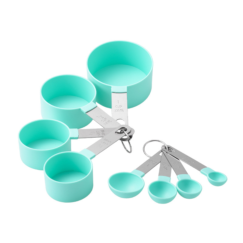 Picture of New stainless steel handle measuring cup 8 piece set plastic measuring spoon measuring spoon Baking set kitchen gadget measuring spoon