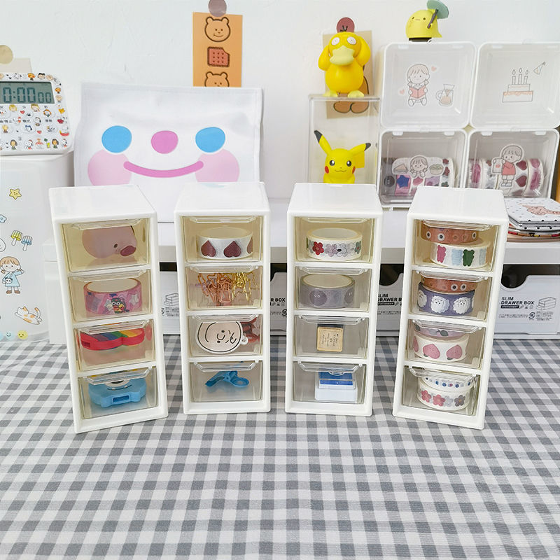 Storage Box Cosmetics Bedroom diy Desktop Wall Hanging Transparent Drawer-type Four-Palace Lattice Desktop Gap Storage Box