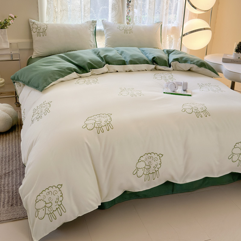 Picture of Small Fresh Summer Four-piece Bed Sheet Quilt Cover Single Student Dormitory Three-piece Cartoon Bedding