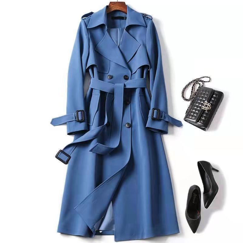 Picture of Black Trenchcoat Women's Mid-length 2024 Spring and Autumn New Korean Style Petite Popular British Style Coat Over-the-knee Coat