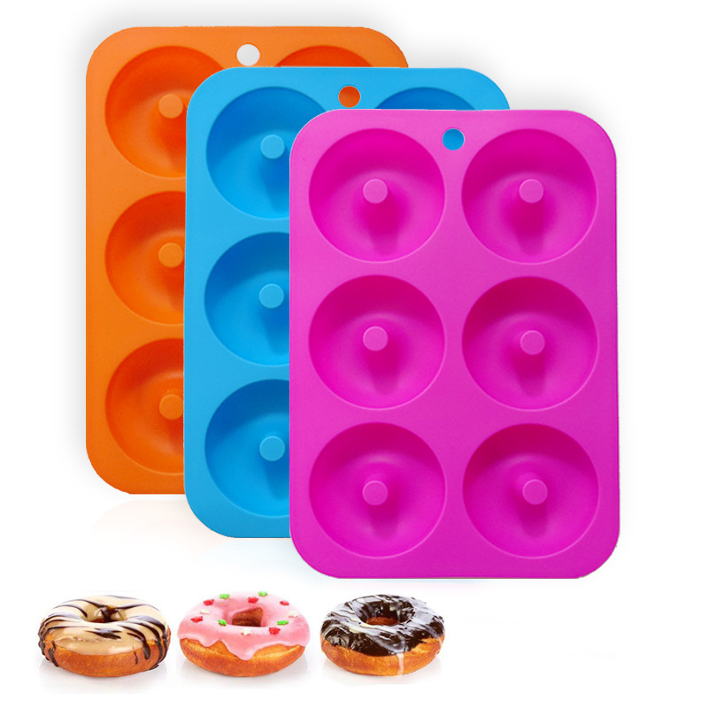 in stock 6 Even Donut Silicone Mold Kitchen Oven Baking Tools Round Cake Silicone Cake Mold