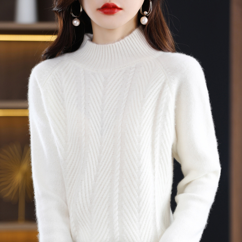 Picture of Autumn and winter clothing 2024 new popular this year's popular beautiful half turtleneck thick Women's sweater Western style bottoming shirt