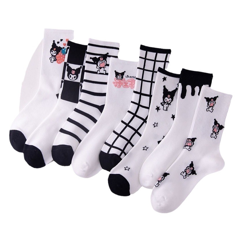 Kulomi Socks Autumn Socks Women's Long-tube Ins Trendy All-match High-value Mori Style Middle-tube Students White Cute