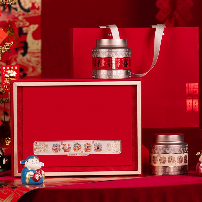Year of the Snake General Tea Packaging Ancient Tree Black Tea Dahongpao Rock Tea Cinnamon Half Jin Tea Gift Box Empty Box Customization
