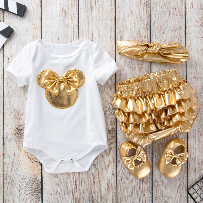 Picture of Four Seasons Newborn Baby Suit for Male and Female Baby Cartoon Hoodie Pp Pants 4-Piece Set Princess Full Moon Party Suit