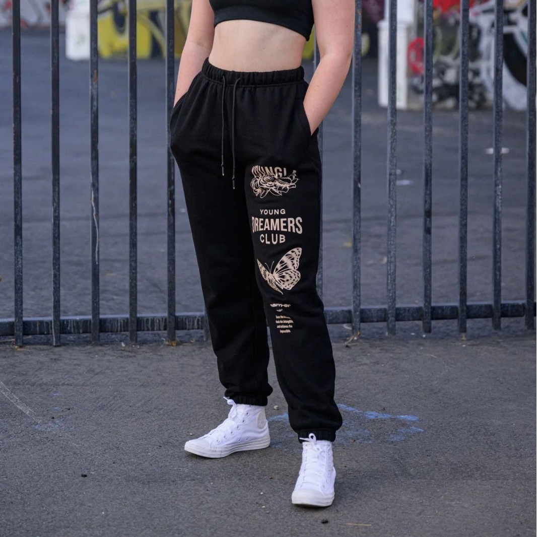 American YOUNG Butterfly Women's Pants Autumn and Winter Outdoor Sports Leisure Fitness Cotton terry Fashion Leg Trousers