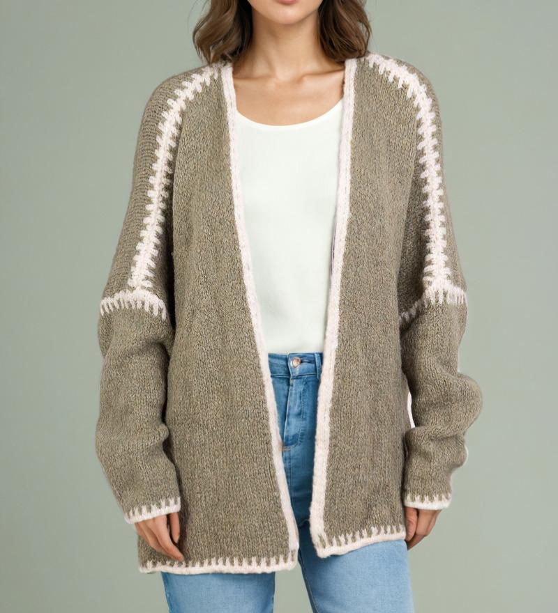 Picture of 2025 Cross-Border Autumn and Winter European and American Amazon New Knitwear Cardigan Knitwear Loose Large Size Women's Knitwear Jacket