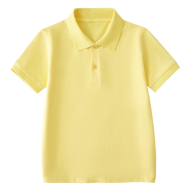 Picture of Summer Boys' Short-sleeved Polo Shirt School Uniform for Primary and Secondary School Students Children's White Lar T-shirt Girls' Graduation Class Dress