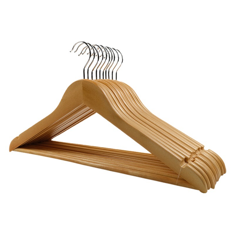 Picture of Wooden Clothes Hanger, Lotus Wood Clothes Hanger, Household Clothes Hanging, Retro Thickened Clothes Drying Rack, Hotel Clothes Hanger, Traceless Anti-Shoulder Corner