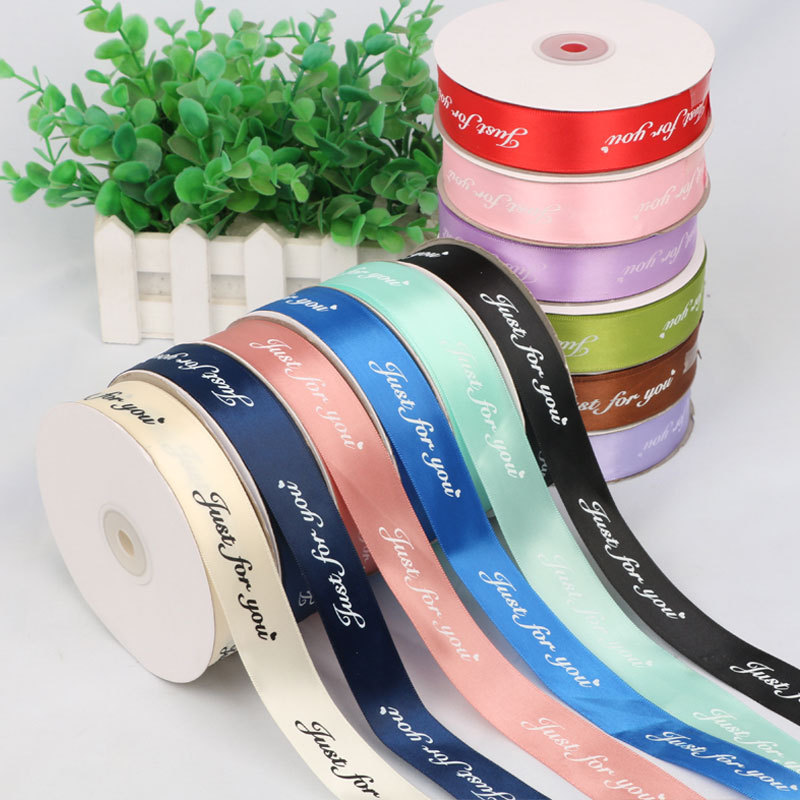 2.5 High Density Polyester Bronzing Ribbon Customized English Letters Ribbon Flower Bundle Gift Packaging Ribbon Bow Diy