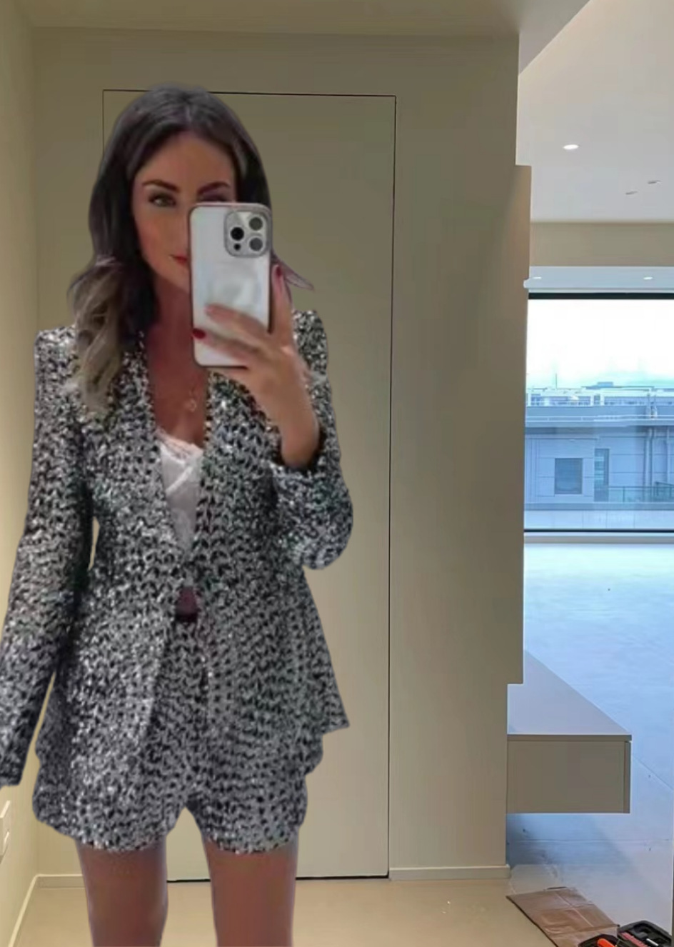 Picture of Amazon AliExpress 2024 cross-border women's clothing new sequined women's casual suit jacket high waist casual shorts