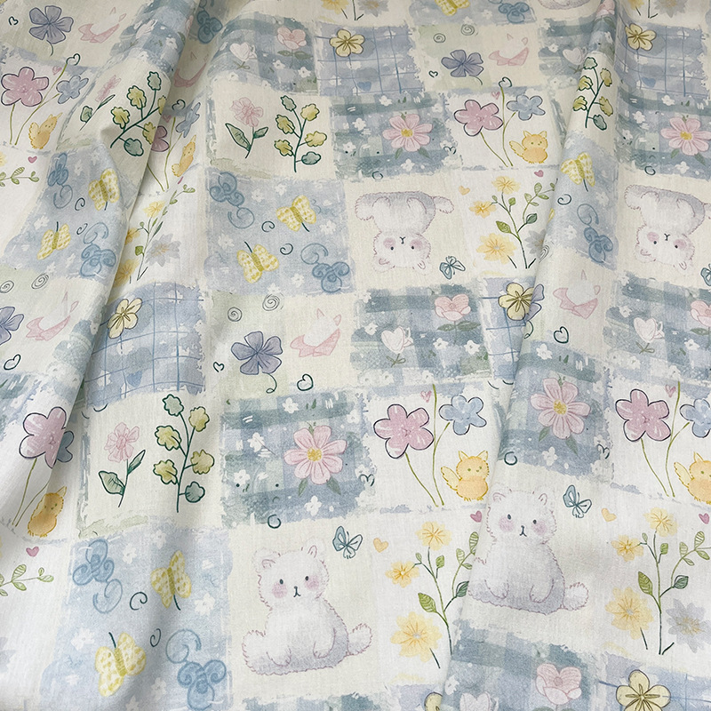 Morandi Small Flower Cotton 40-Count Poplin Digital Printed Fabric Children's Clothing Shirt Dress Clothing Fabric