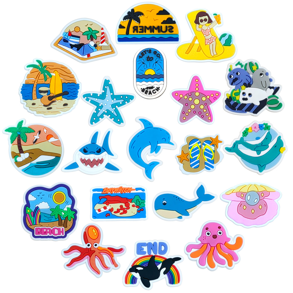 20 suit Summer Style Cave Shoes Shoes Flower Shoe Buckle PVC Accessories Sandals Decorative Buckle I-Buckle Shoe Accessories