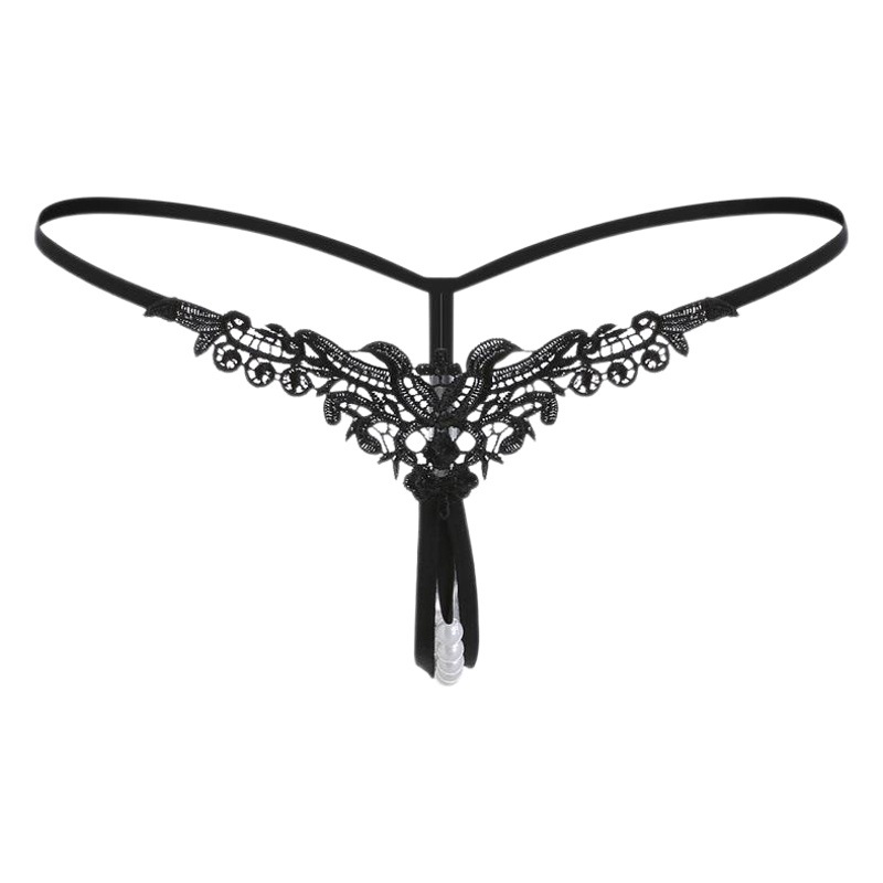Sexy Lingerie Embroidered Sexy Underwear Women's Pearl Massage T-Pants Women's Sexy Underwear No Need to Take Off Office Pants Outer Goods