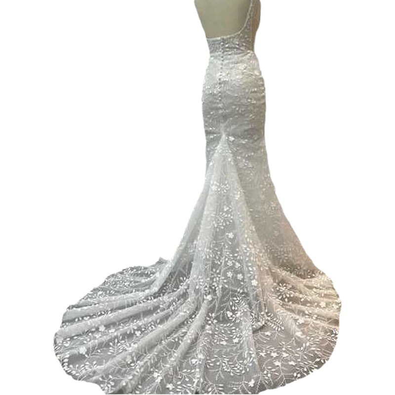European and American plus size slim-fit three-dimensional lace sheath fishtail dress deep V-neck hanging lace Lady Bund shooting dress