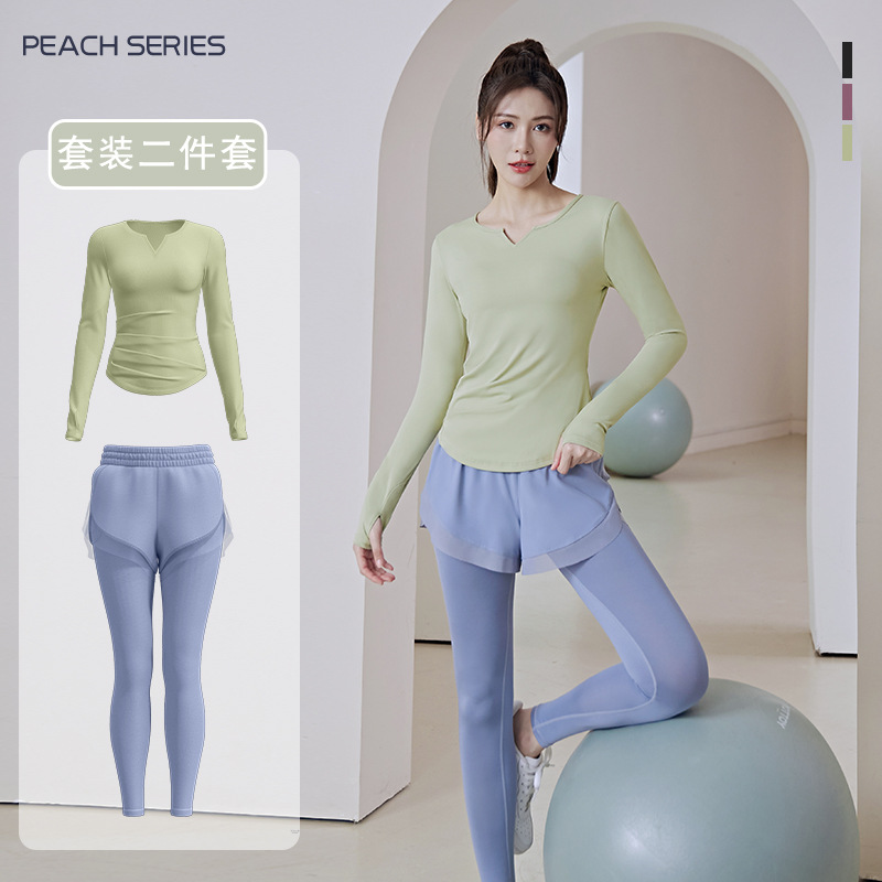 Juyitang Spring and Autumn Sports suit Breathable Naked Yoga suit Running Fitness Top for Women