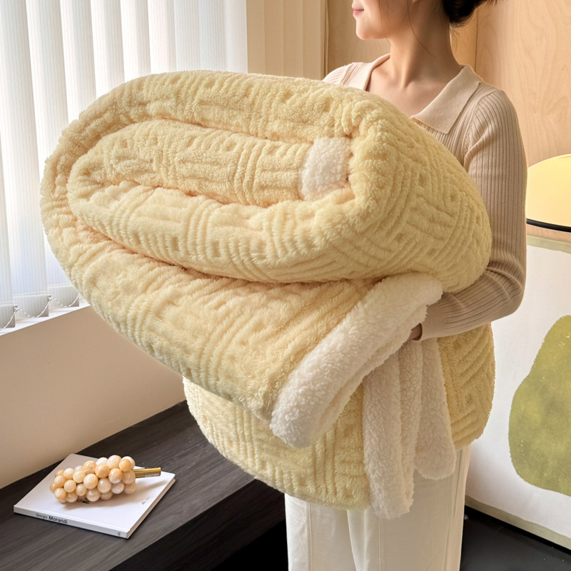 Picture of Double-layer Blanket Winter Office Shawl Blanket Single Double-sided Coral Fleece Sofa Blanket Children Nap Blanket