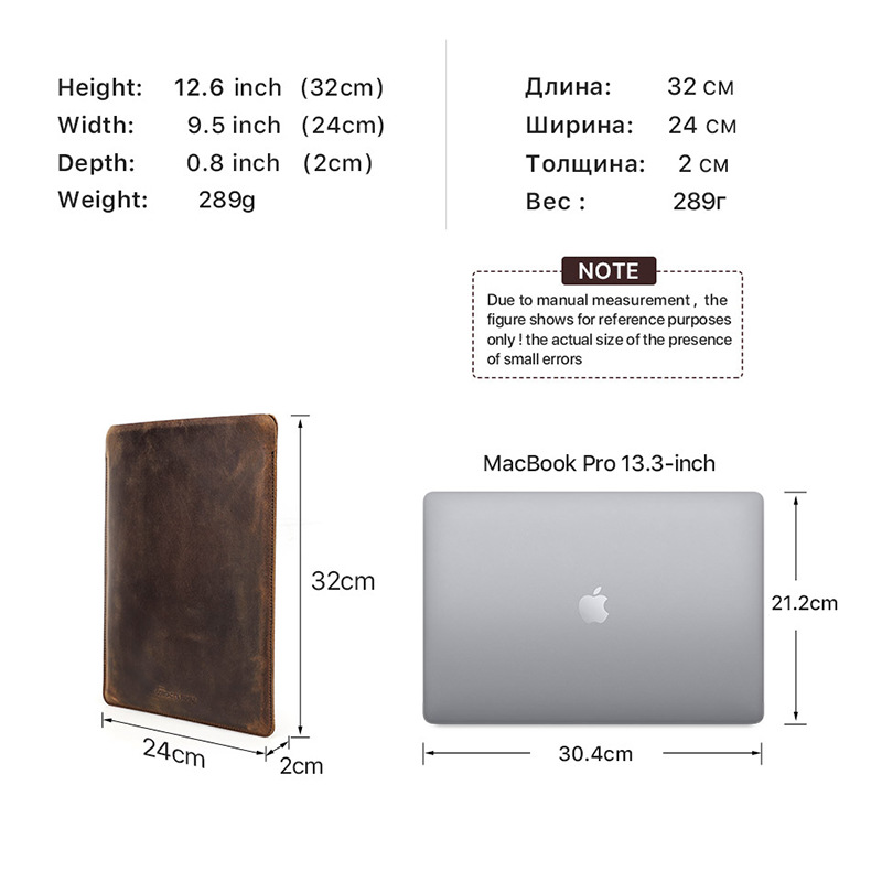 Picture of macbook Pro Cowhide Protective Case for Apple Laptop Air 13.3 Inch Genuine Leather Sleeve