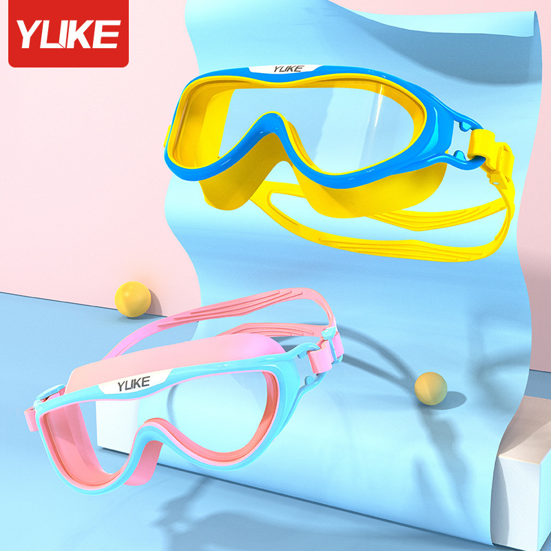 Children's Goggles Boys and Girls Swimming HD Waterproof Anti-fog Large Frame Glasses Swimming Goggles Diving Goggles Professional Set of Equipment