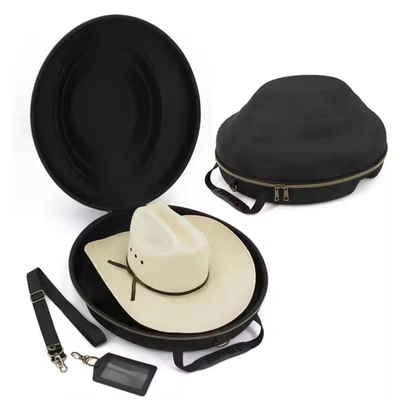 Picture of Denim Hat Bag EVA Hard Shell Hand-held Curled Brim Retro Big Rim Hat Storage Box Western Cowboy Hat Storage Bag
