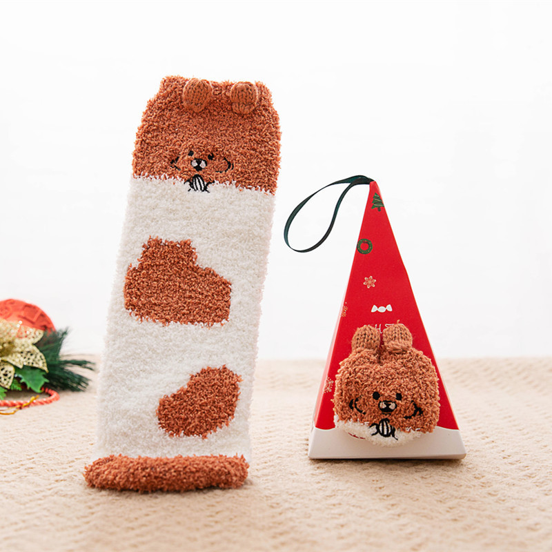 Picture of Japanese Style Three-Dimensional Cartoon Floor Socks Sleep Socks Coral Fleece Socks Women's Winter Towel Socks Thickened Warm Plush