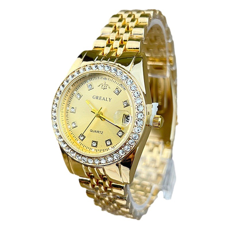 Foreign Trade Cross-border Diamond-encrusted Steel Band Women's Labor Series Watch New Waterproof Calendar Casual Multifunctional Wristwatch