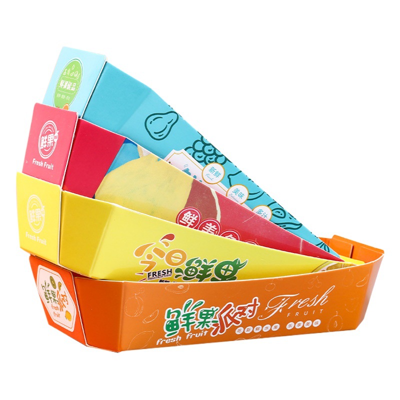 Disposable Boat-shaped Fruit Box Golden Boutique Packaging Tray Thickened Fruit Packaging Paper Box Fruit Shop Display Box