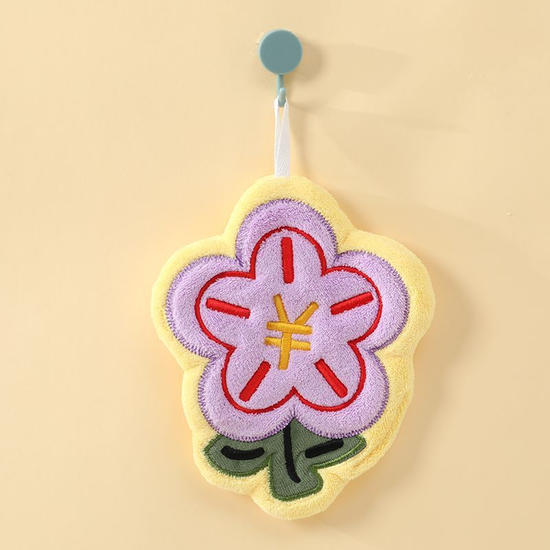 Picture of Rich Flower Towel Cartoon Cute Hanging Towel Strong Absorbent Kitchen Household Children's Wipe Handkerchief Hanging Towel
